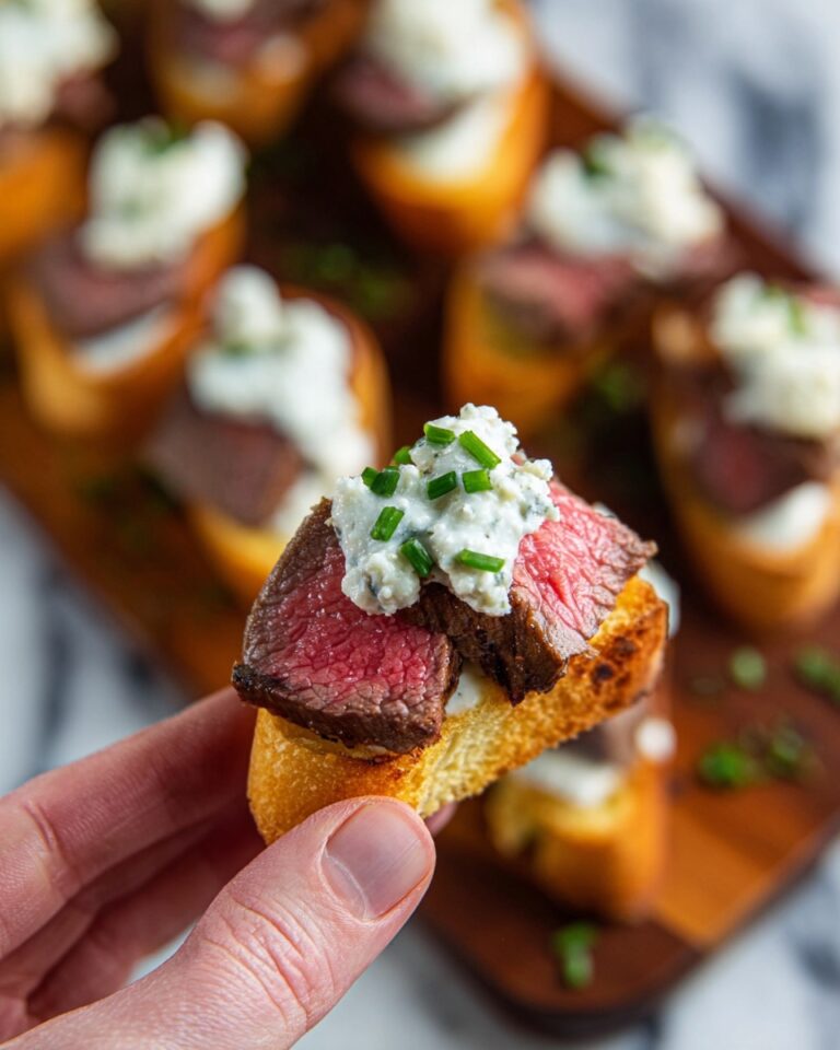 Sizzling Steak and Blue Cheese Toasts with Horseradish Chive Sauce Recipe