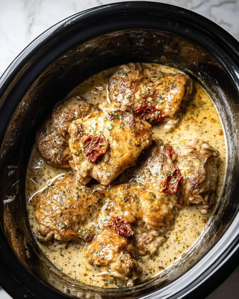 Slow Cooker Creamy Chicken Thighs with Sun-Dried Tomatoes and Parmesan Recipe