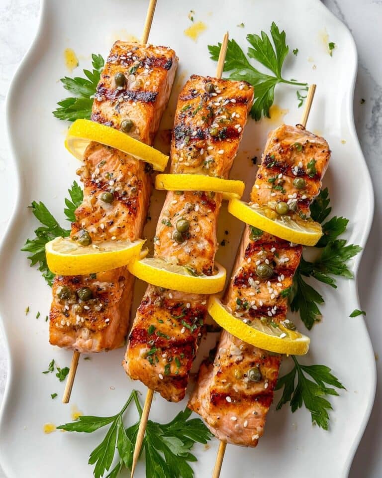 Grilled Lemon Marinade Salmon Kabobs Recipe