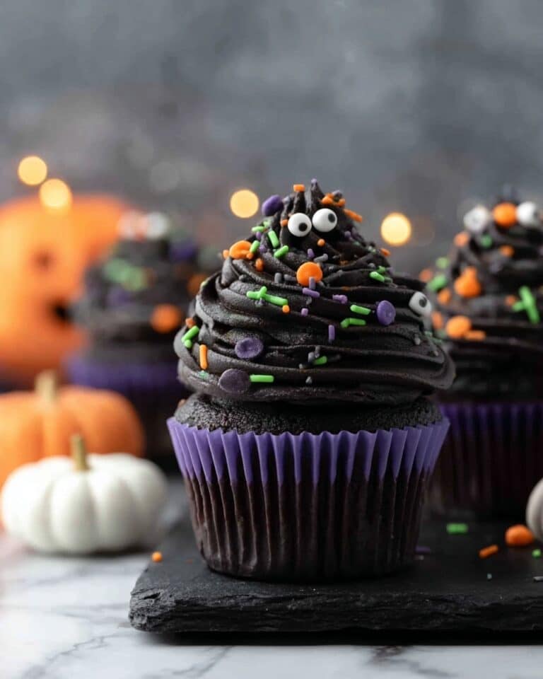 Halloween Black Velvet Monster Cupcakes Recipe