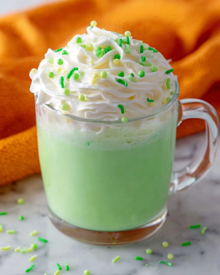 Green Hot Chocolate with Whipped Cream and St. Patrick’s Day Sprinkles Recipe