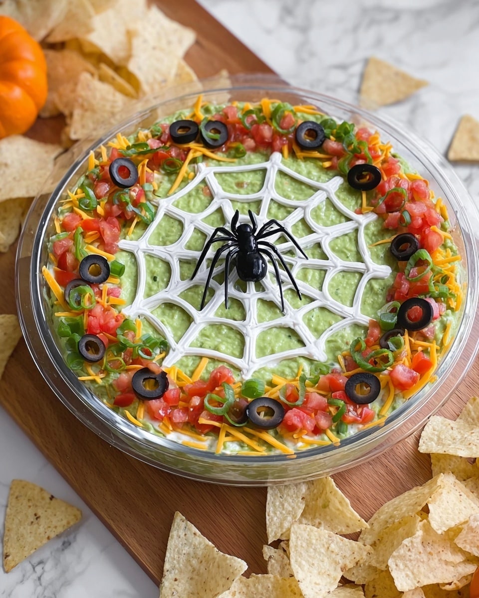 Halloween Spider Web 7 Layer Dip Recipe - Recipe Image