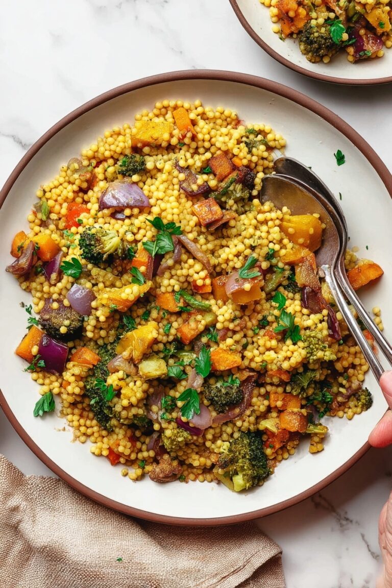 Roasted Pumpkin Couscous Salad with Fall Vegetables and Cranberries Recipe
