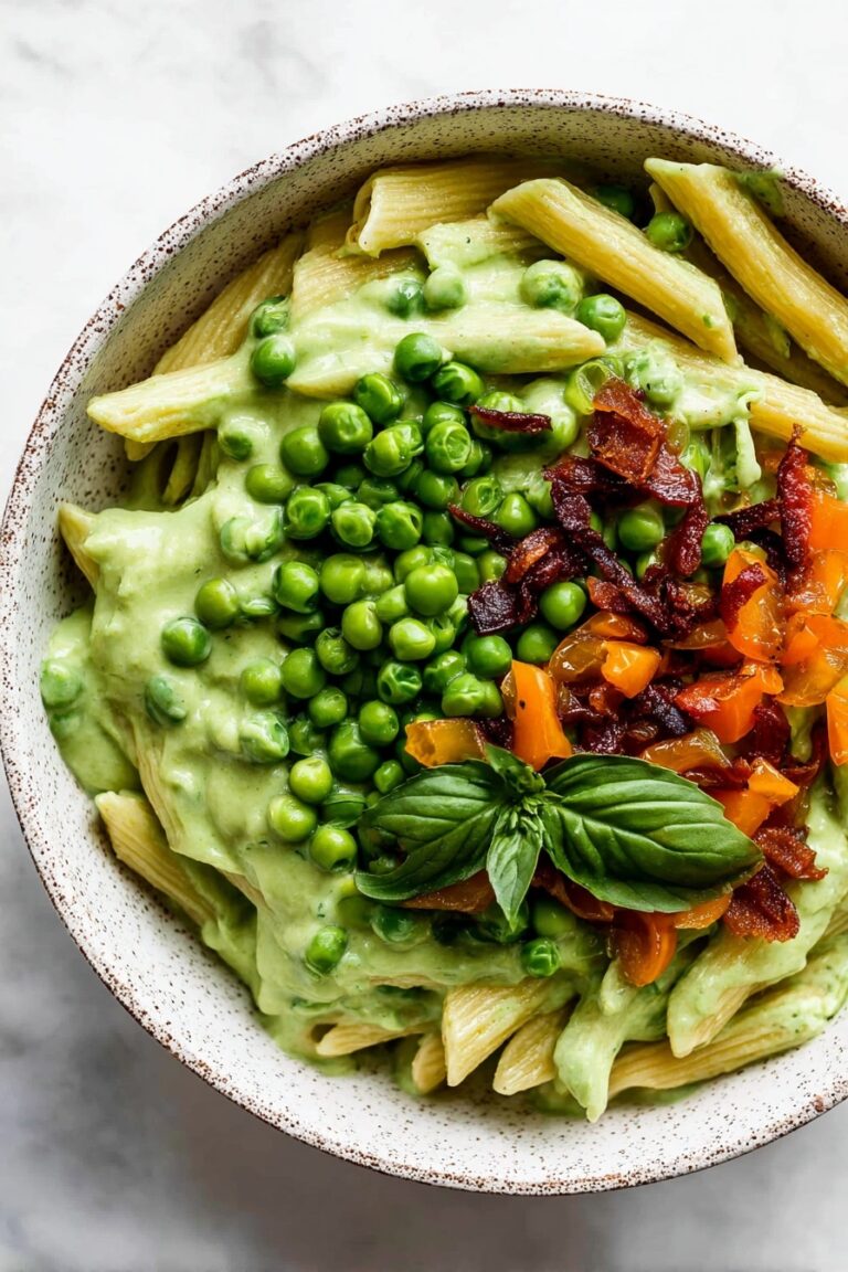 Green Pea Pasta with Basil and Tofu Cream Sauce Recipe