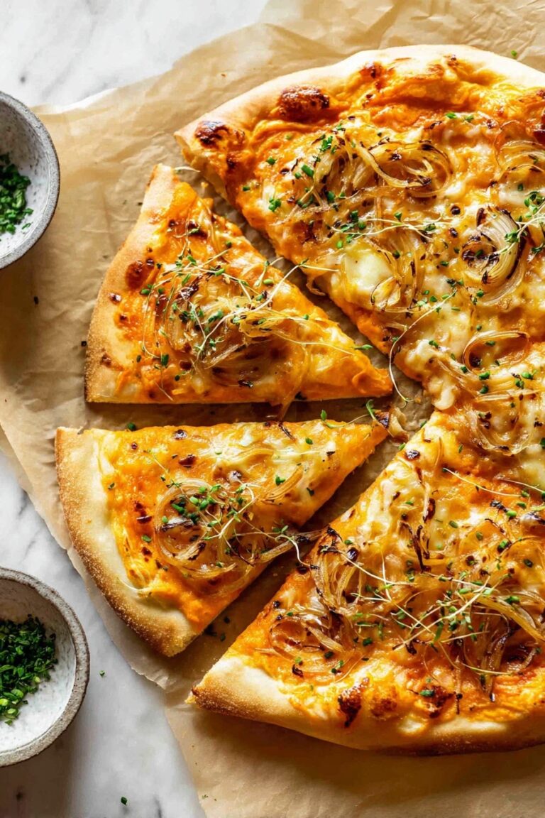Pumpkin and Gouda Pizza with Caramelized Onions Recipe