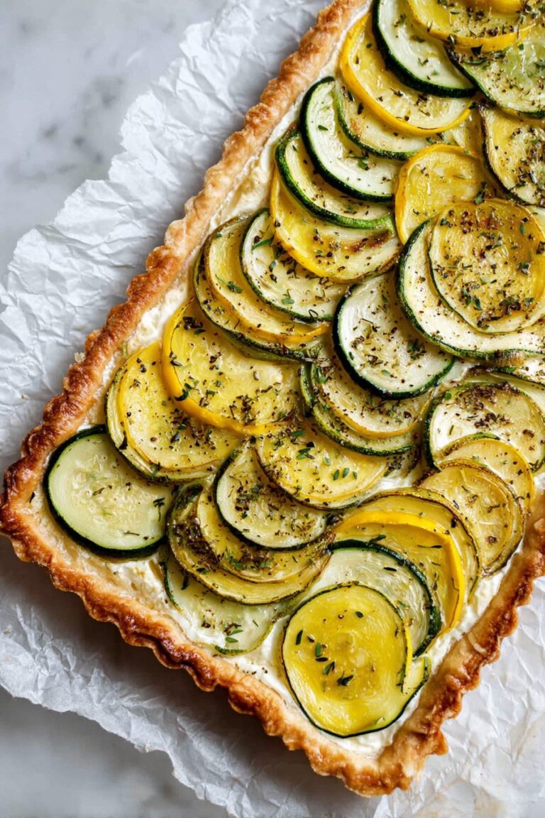 Zucchini and Yellow Squash Tart with Balsamic Drizzle Recipe