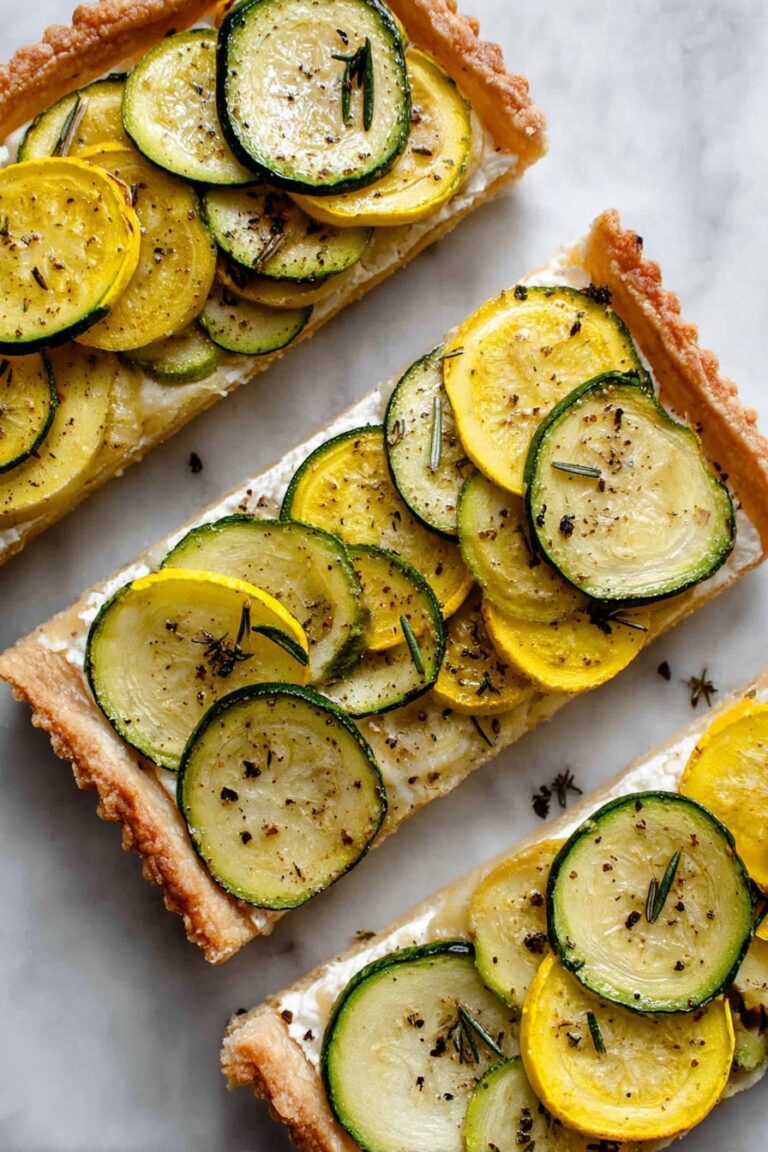 Zucchini and Yellow Squash Tart with Balsamic Drizzle Recipe