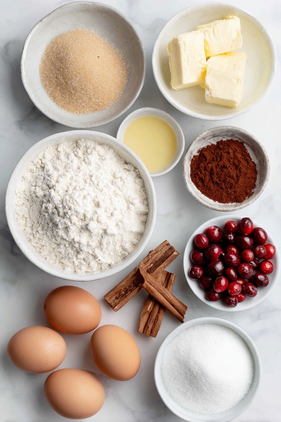 Cranberry Orange Muffins, easy cranberry orange muffin recipe, healthy cranberry muffin ideas, fall breakfast muffins, citrus cranberry baked goods - Flat lay of a small pile of light brown sugar, a small pile of granulated sugar, a white ceramic bowl with melted butter, a small mound of all-purpose flour, a few whole brown cinnamon sticks alongside ground cinnamon in a small white bowl, two whole uncracked brown eggs, a simple white ceramic bowl of plain yogurt, a small white bowl with fresh orange juice, a small white bowl with milk, a few bright fresh cranberries, fresh orange zest curls, a small white bowl of confectioners’ sugar placed on a clean white marble surface, soft natural light, photo taken with an iPhone, professional food photography style, fresh ingredients, white ceramic bowls, no bottles, no duplicates, no utensils, no packaging --ar 2:3 --v 7 --p m7354615311229779997