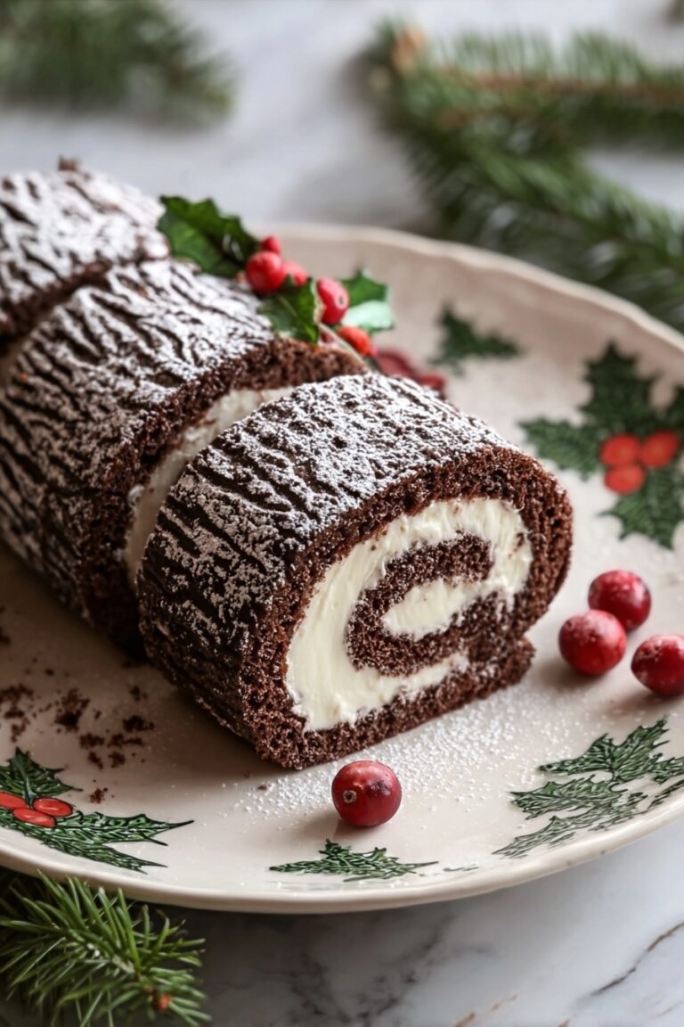 Festive Chocolate Yule Log with Cream Filling Recipe