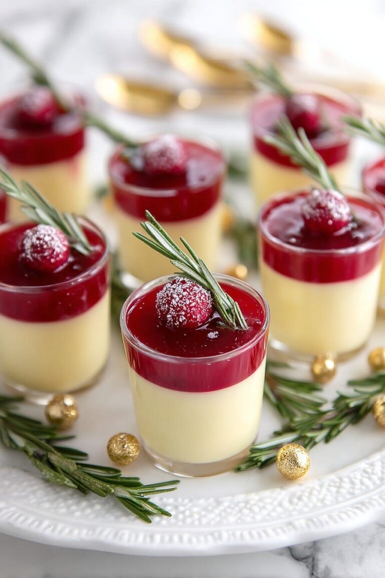 Eggnog Panna Cotta with Cranberry Liqueur Sauce Recipe