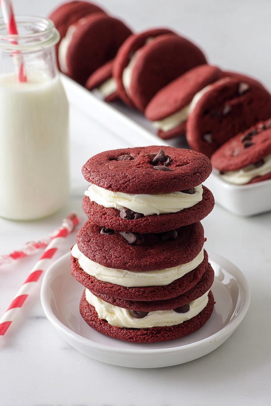 Red Velvet Sandwich Cookies Recipe - Serving Suggestion