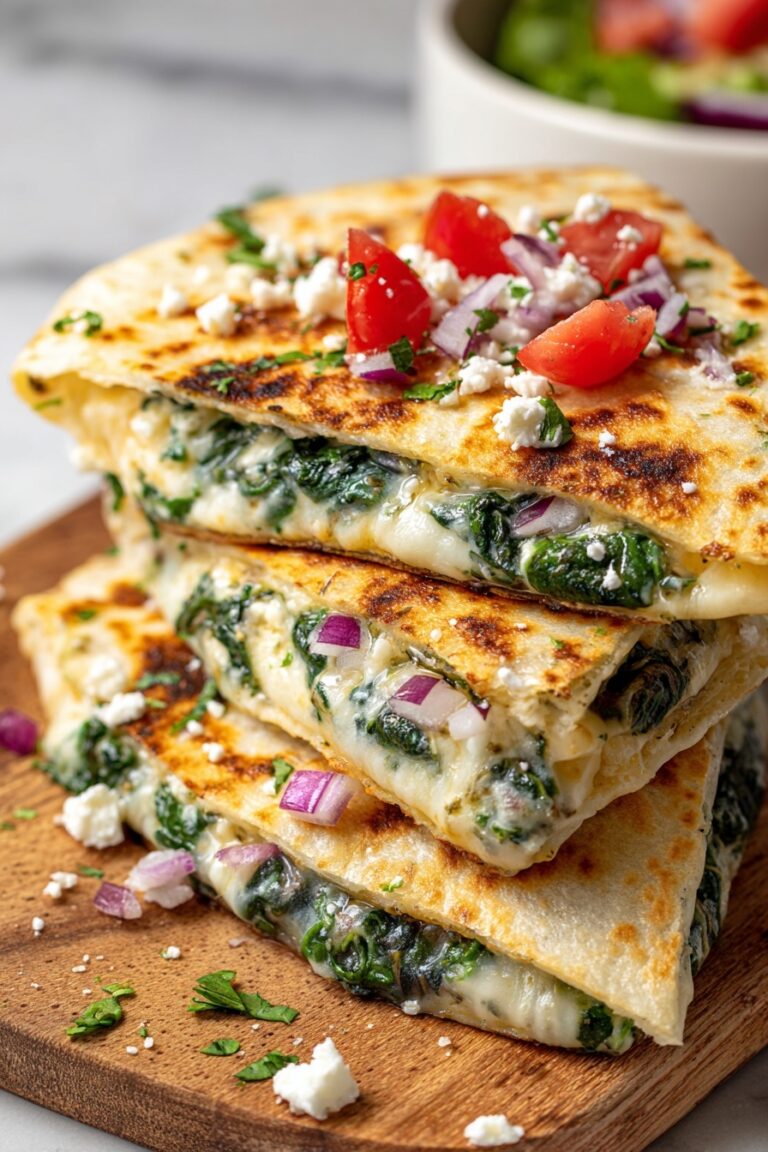 Mediterranean Spinach Feta Quesadillas Recipe
