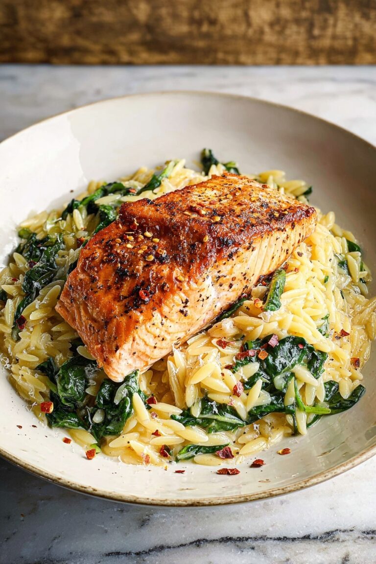 Skillet Salmon with Lemon Orzo Recipe