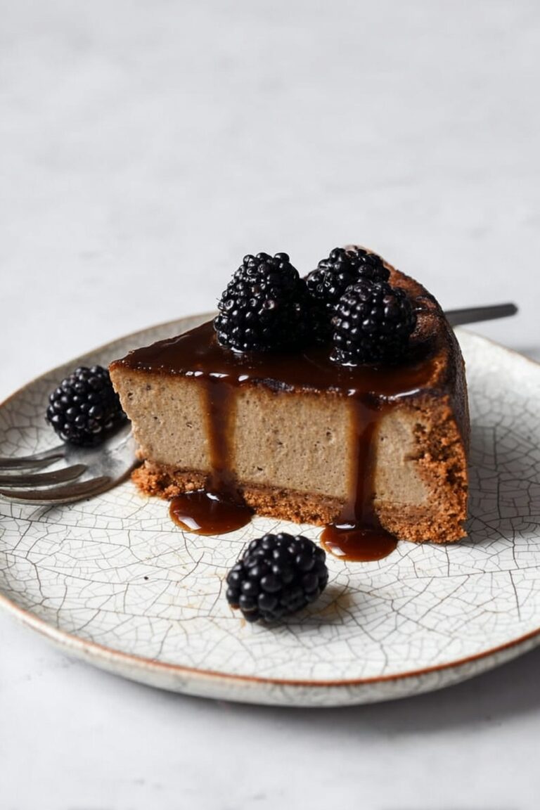 Hojicha Basque Cheesecake with Blackberries Recipe