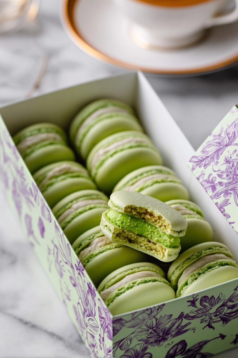 Pistachio Macarons with Cream Filling Recipe